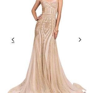 Andrea & Leo Couture Gold Strapless Dress